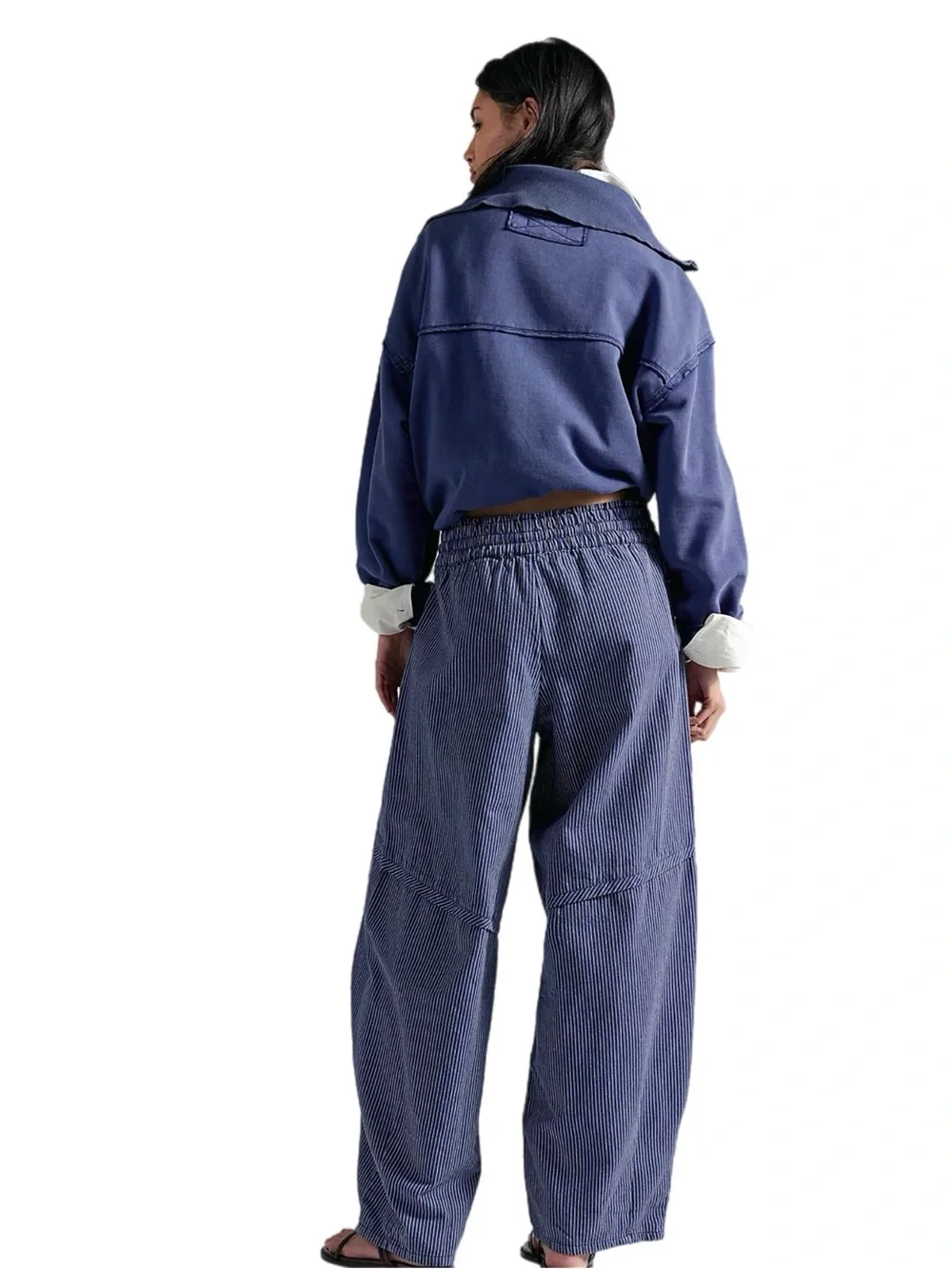 Free People Something Good Pull on Barrel Pants Navy Combo SMALL New With Tags